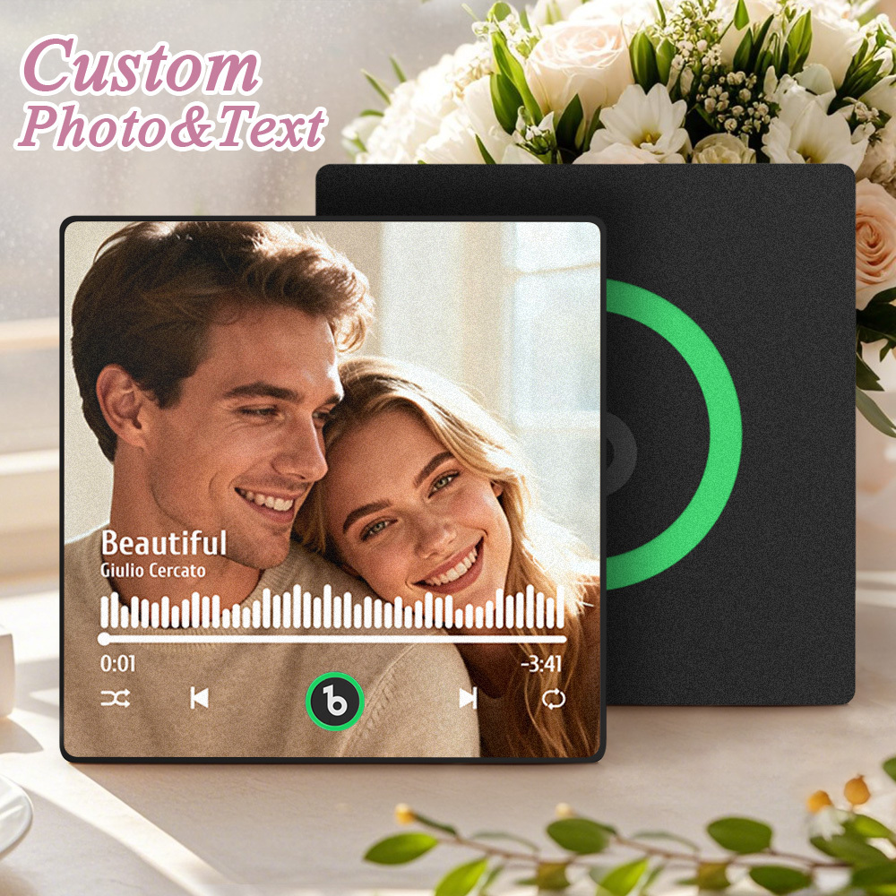 Gepersonaliseerde Koelkastmagneet Met Muziekalbum, Koelkastmagneet Met Foto, Fotowand Met Muziek, Muziekstuk Dat Afgespeeld Kan Worden, Valentijnsdagcadeau, Cadeau-idee - SokkenFoto