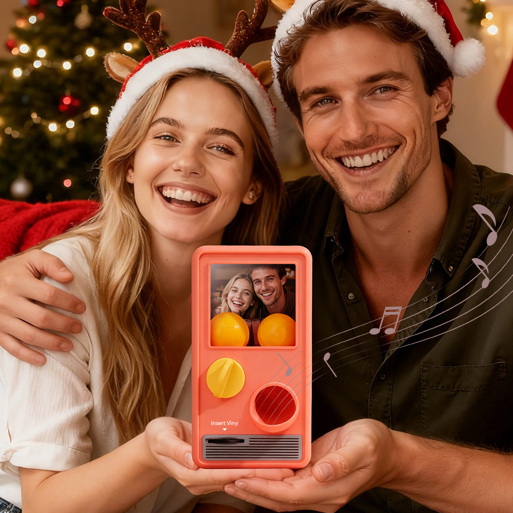 (pre-sale, Verzending Op 25/10) Gepersonaliseerde Muziek- En Fotomuziekgachaponmachine, Aangepaste Liedjesminiplatenbox, Retro Kerstcadeaus Voor Haar - SokkenFoto