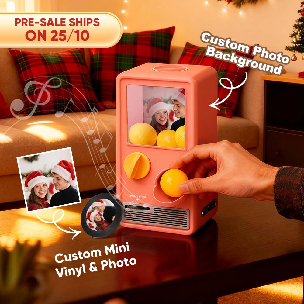 (pre-sale, Verzending Op 25/10) Gepersonaliseerde Muziek- En Fotomuziekgachaponmachine, Aangepaste Liedjesminiplatenbox, Retro Kerstcadeaus Voor Haar - SokkenFoto