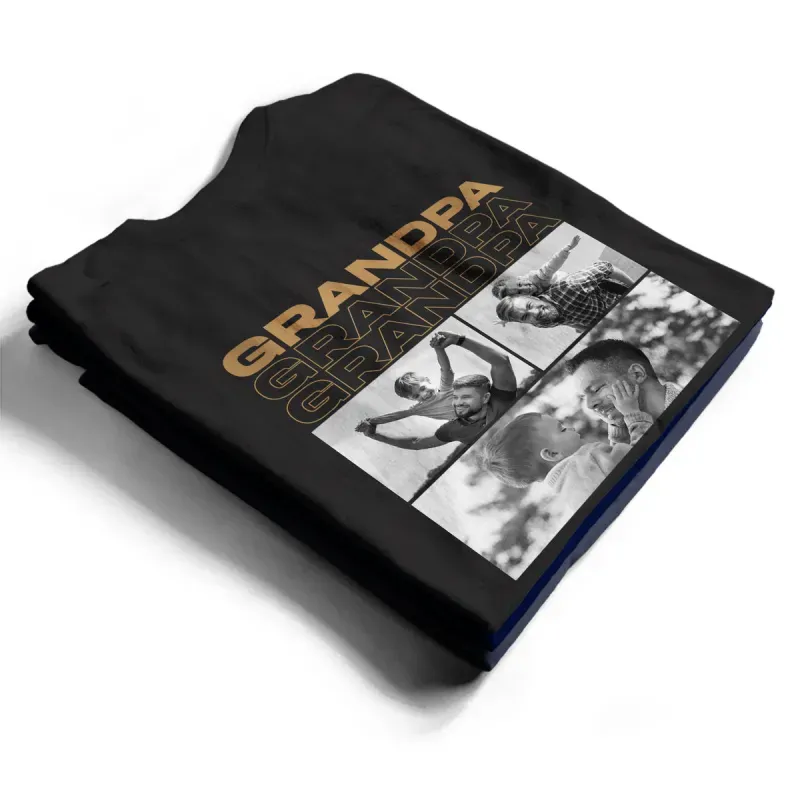 Aangepaste Foto B&W T-shirt - Cadeau Voor Vader - Gepersonaliseerde T-shirt - SokkenFoto