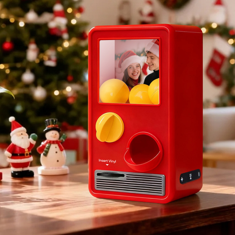 (pre-sale, Verzending Op 25/10) Gepersonaliseerde Muziek- En Fotomuziekgachaponmachine, Aangepaste Liedjesminiplatenbox, Retro Kerstcadeaus Voor Haar - SokkenFoto