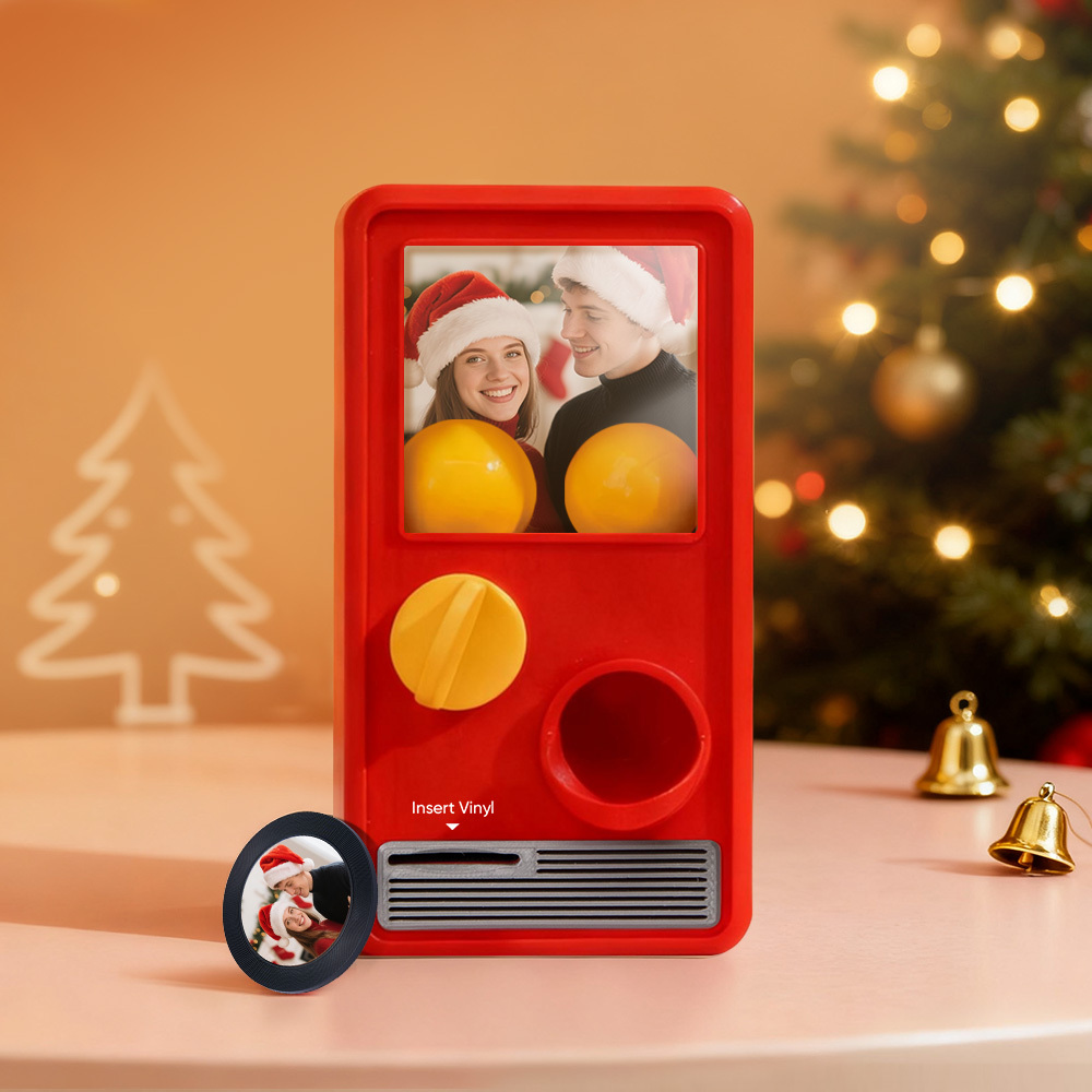 (pre-sale, Verzending Op 25/10) Gepersonaliseerde Muziek- En Fotomuziekgachaponmachine, Aangepaste Liedjesminiplatenbox, Retro Kerstcadeaus Voor Haar - SokkenFoto