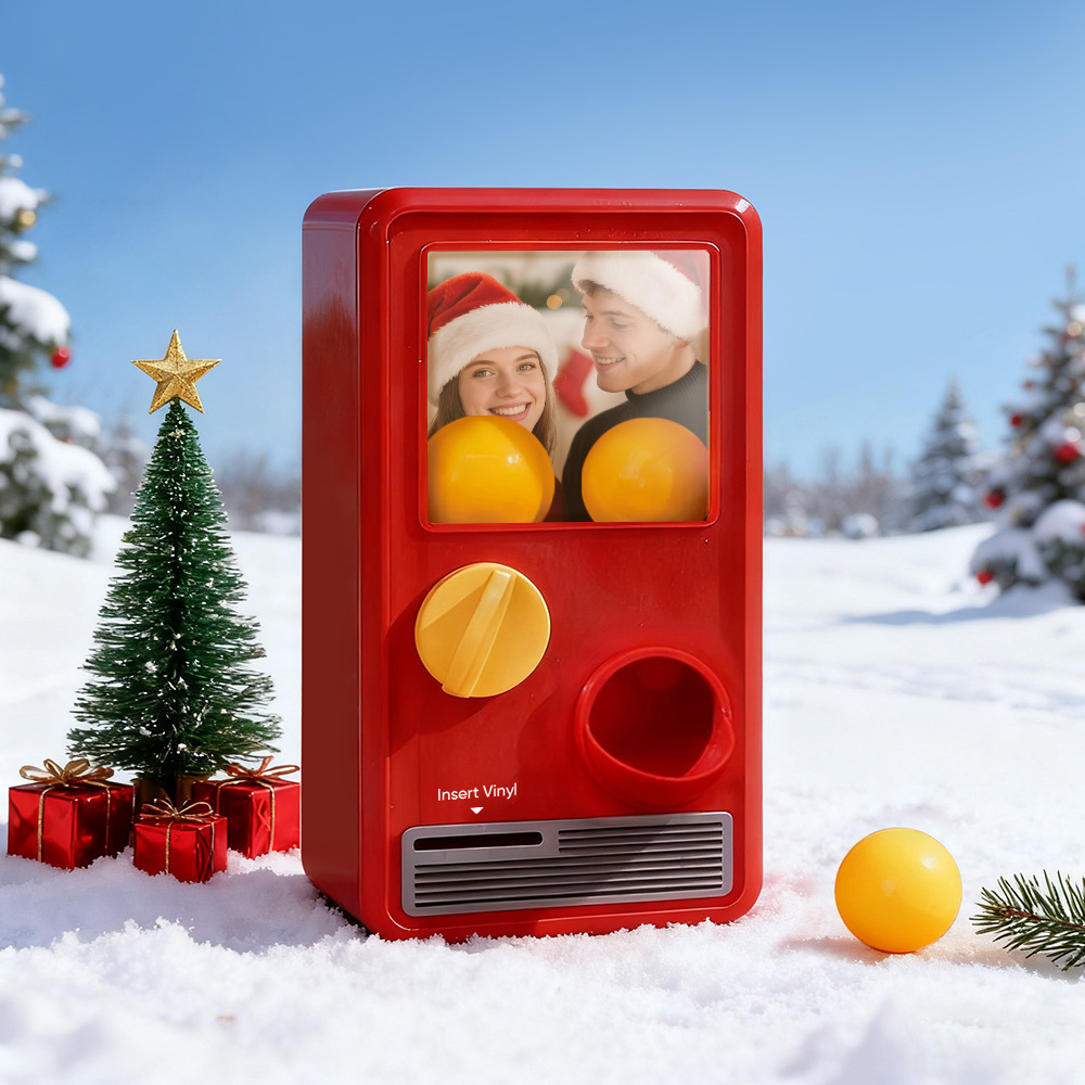 (pre-sale, Verzending Op 25/10) Gepersonaliseerde Muziek- En Fotomuziekgachaponmachine, Aangepaste Liedjesminiplatenbox, Retro Kerstcadeaus Voor Haar - SokkenFoto