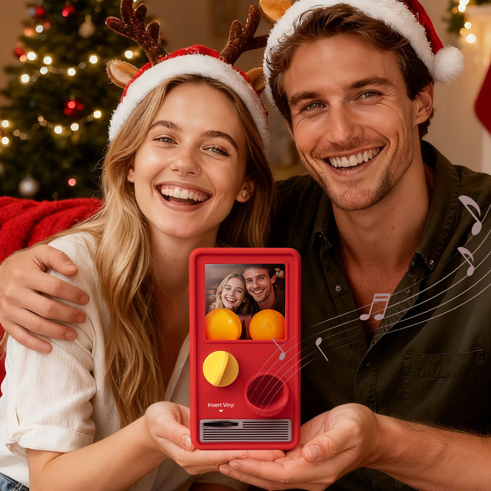 (pre-sale, Verzending Op 25/10) Gepersonaliseerde Muziek- En Fotomuziekgachaponmachine, Aangepaste Liedjesminiplatenbox, Retro Kerstcadeaus Voor Haar - SokkenFoto