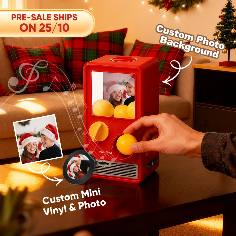 (pre-sale, Verzending Op 25/10) Gepersonaliseerde Muziek- En Fotomuziekgachaponmachine, Aangepaste Liedjesminiplatenbox, Retro Kerstcadeaus Voor Haar - SokkenFoto
