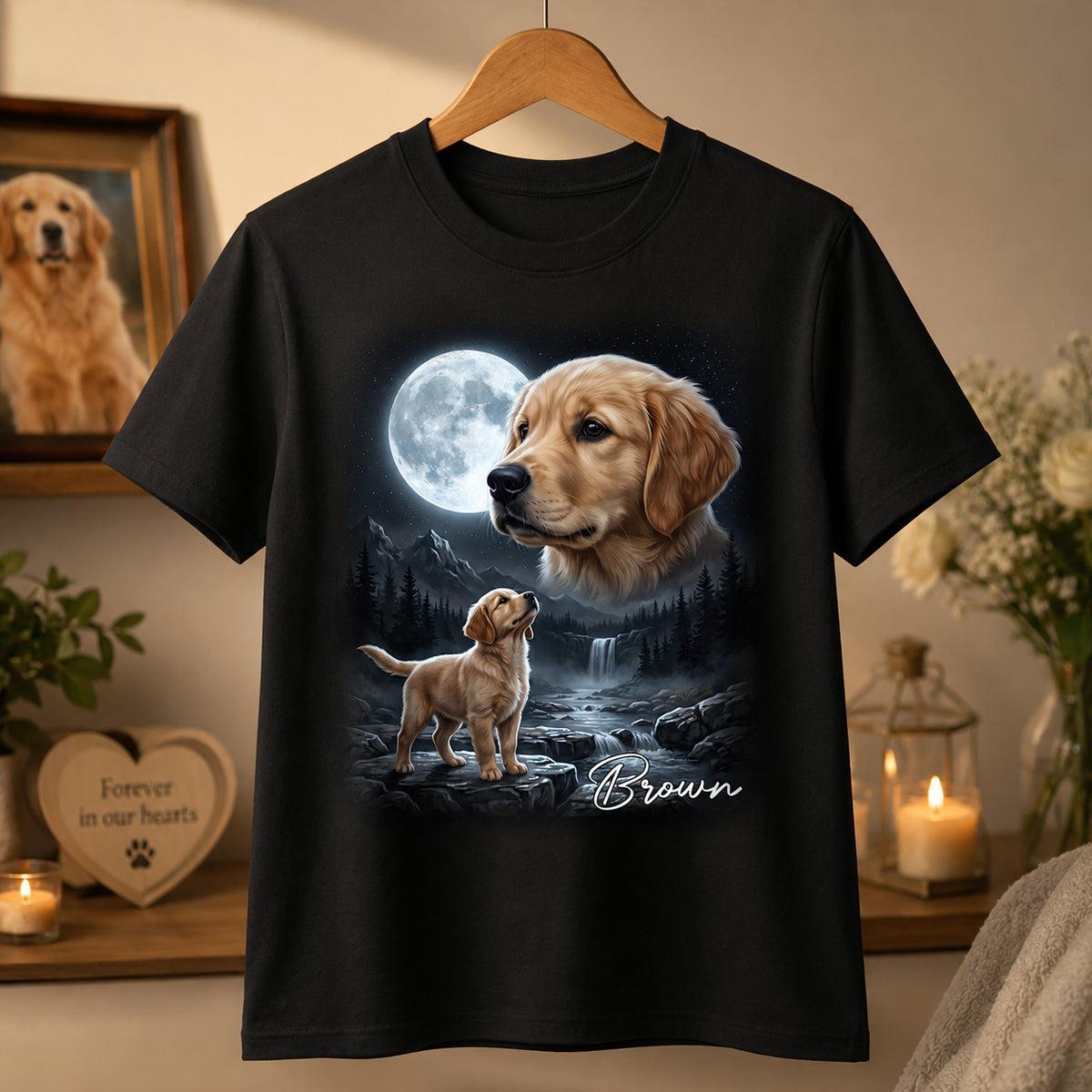 Kat Die Naar De Maan Huilt - T-shirt Met Gepersonaliseerde Huisdierfoto - Halloween Cadeau Voor Kattenliefhebbers - SokkenFoto