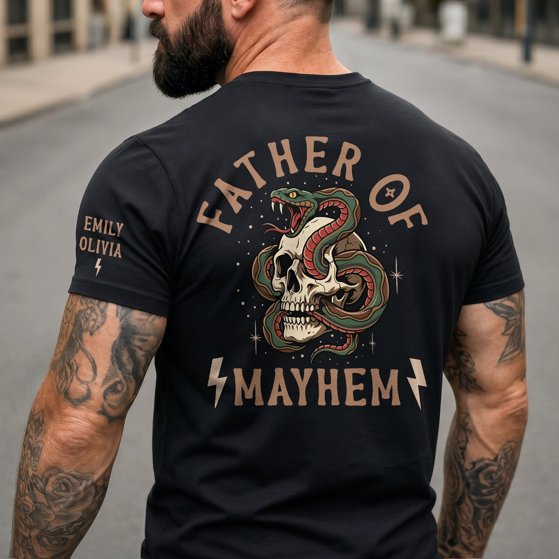 Cutsom Vaderdagcadeau, Vader Van Mayhem - Gepersonaliseerd Shirt