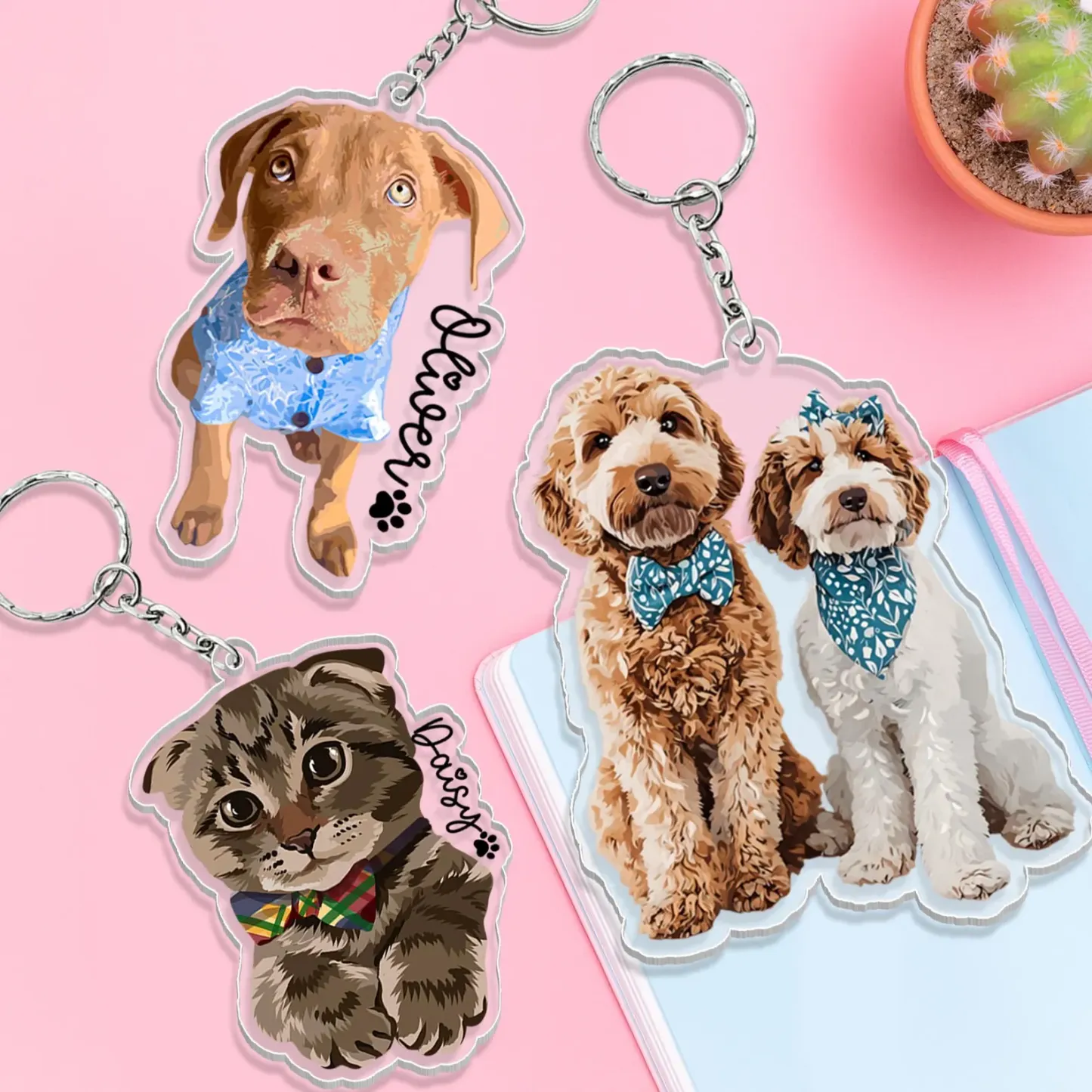 Gepersonaliseerde Sleutelhanger Met Portret Van Een Huisdier, Sleutelhanger Met Portret Als Aandenken Aan Een Huisdier, Sleutelhanger Met Foto Als Huisdiercadeau, Sleutelhanger Met Hond En Kat Als Aandenken Aan Een Huisdierliefhebber