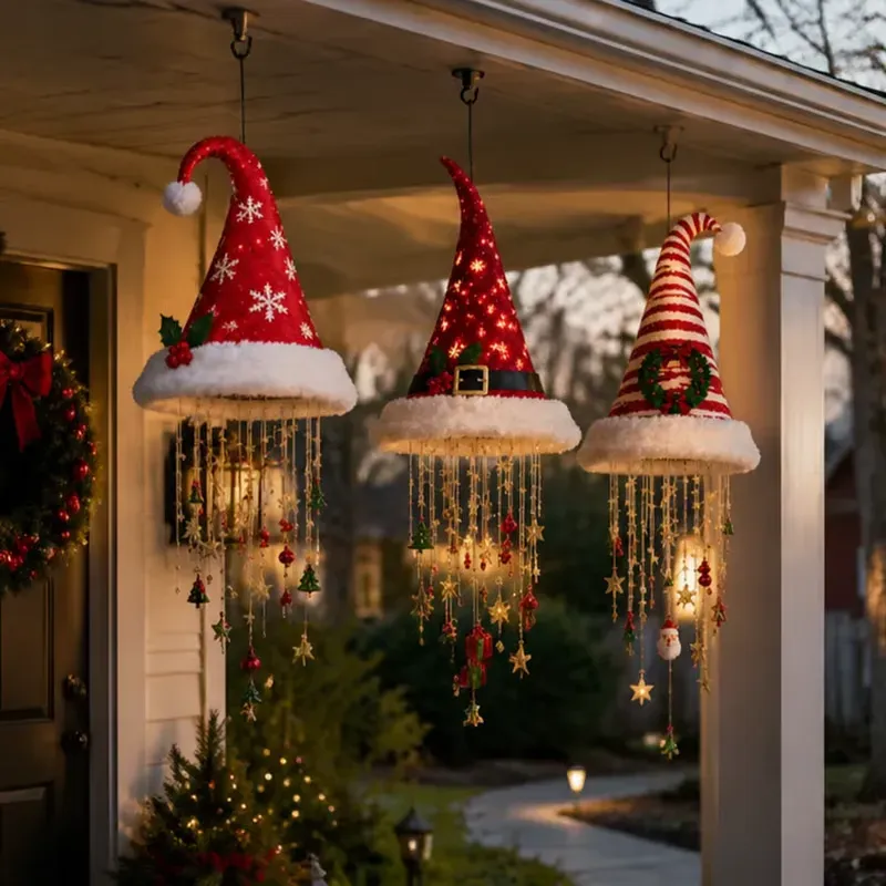 LED-verlichte Heksenhoed Als Hangend Ornament - Gloeiende Halloween-feestdecoratie - SokkenFoto