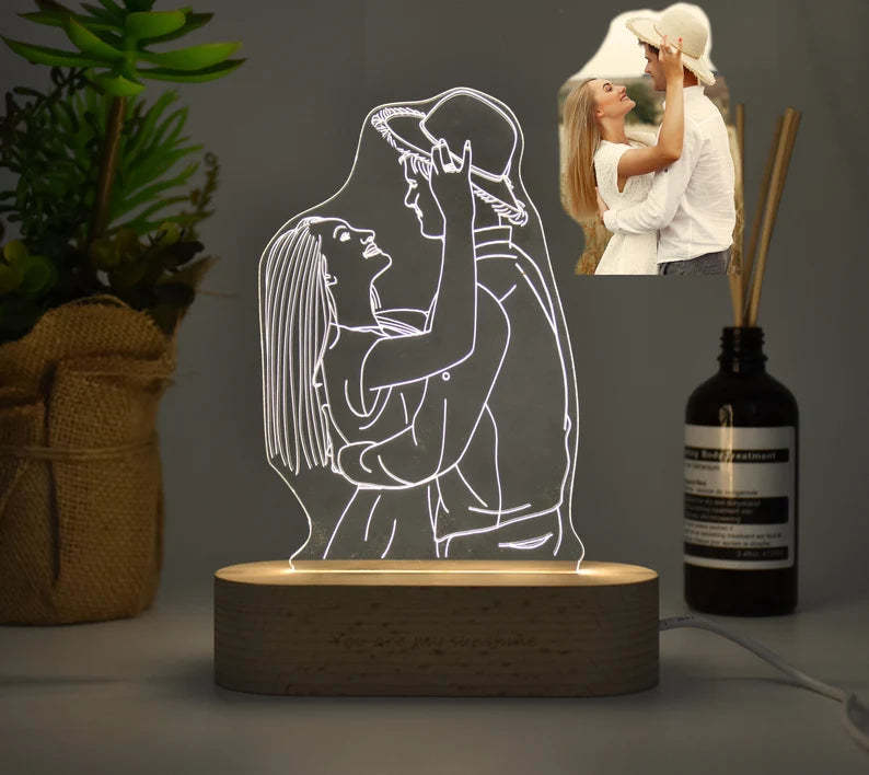 Fotolamp Gepersonaliseerde 3d Led-licht Nachtlampje Met Gegraveerd Portret Woondecoratie Beste Cadeaus - SokkenFoto