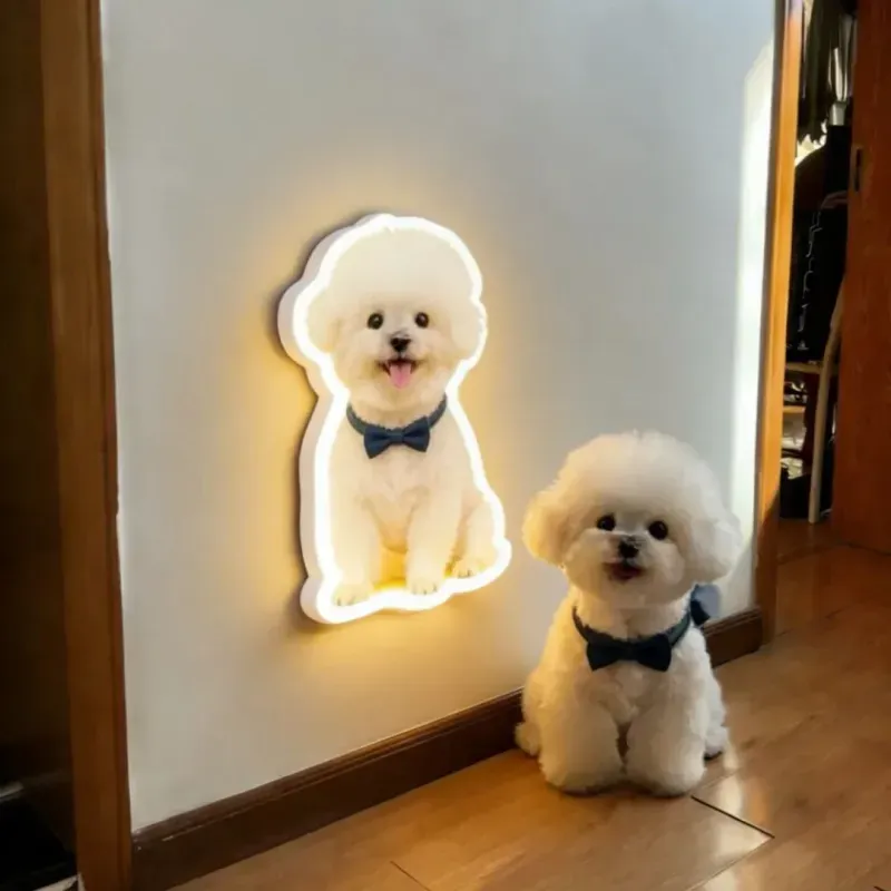 Gepersonaliseerde Wandlamp Met Bewegingssensor Voor Katten En Honden, Met Aangepaste Foto Van Uw Huisdier, Perfect Als Nachtlampje Voor Dierenliefhebber.