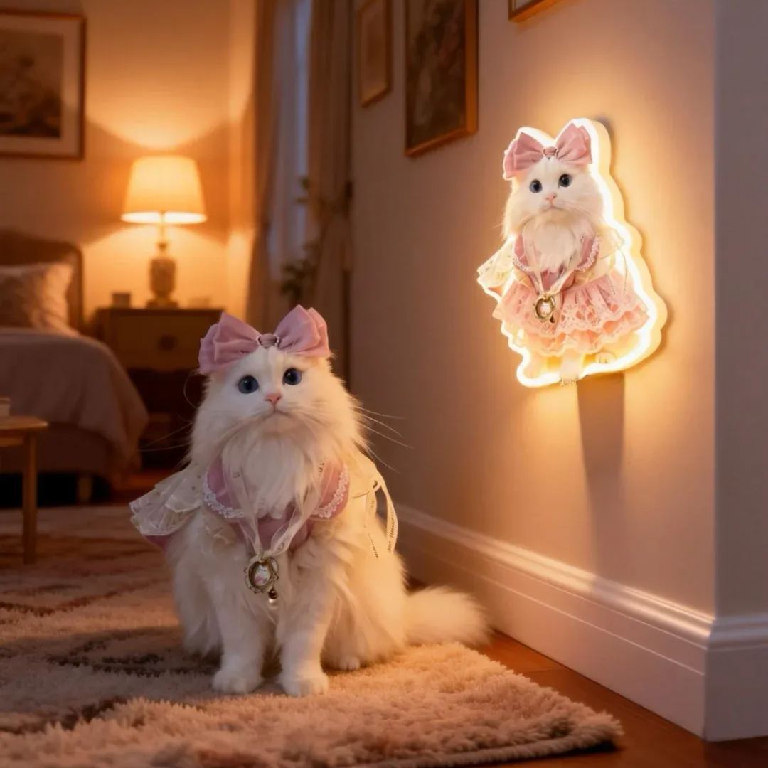 Gepersonaliseerde Wandlamp Met Bewegingssensor Voor Katten En Honden, Met Aangepaste Foto Van Uw Huisdier, Perfect Als Nachtlampje Voor Dierenliefhebber.