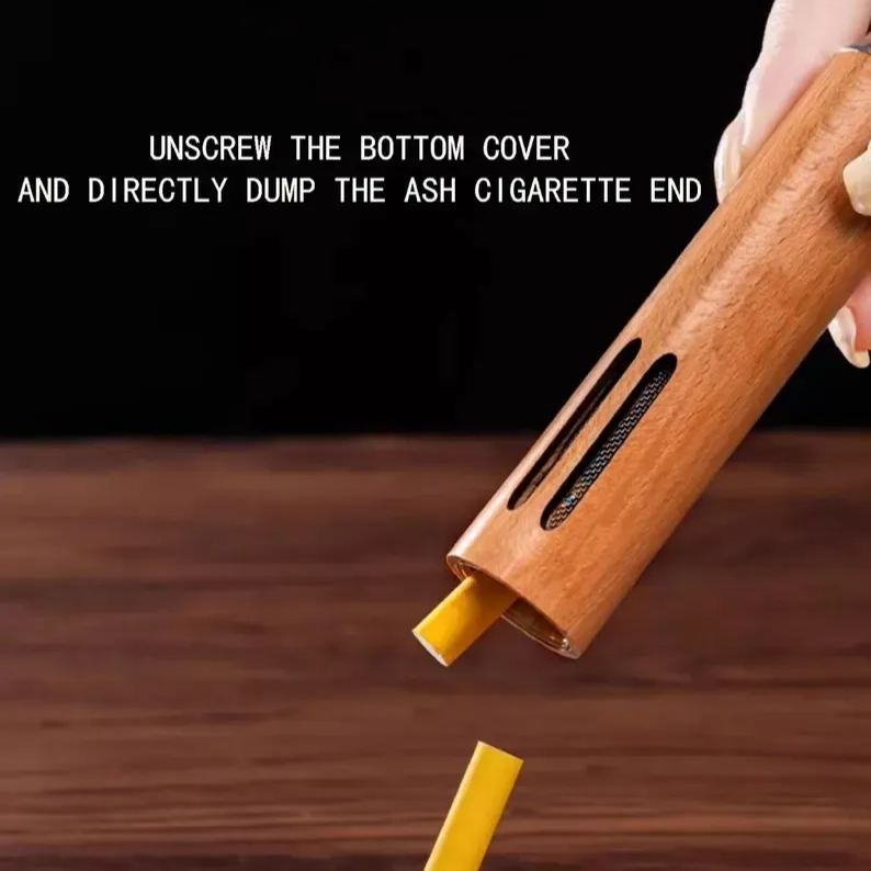 Gepersonaliseerde Houten Auto-asbak | Vervangbare Clips | Geen Morsen En Brandveilig | Cadeau Met Gravure Voor Rokers - SokkenFoto