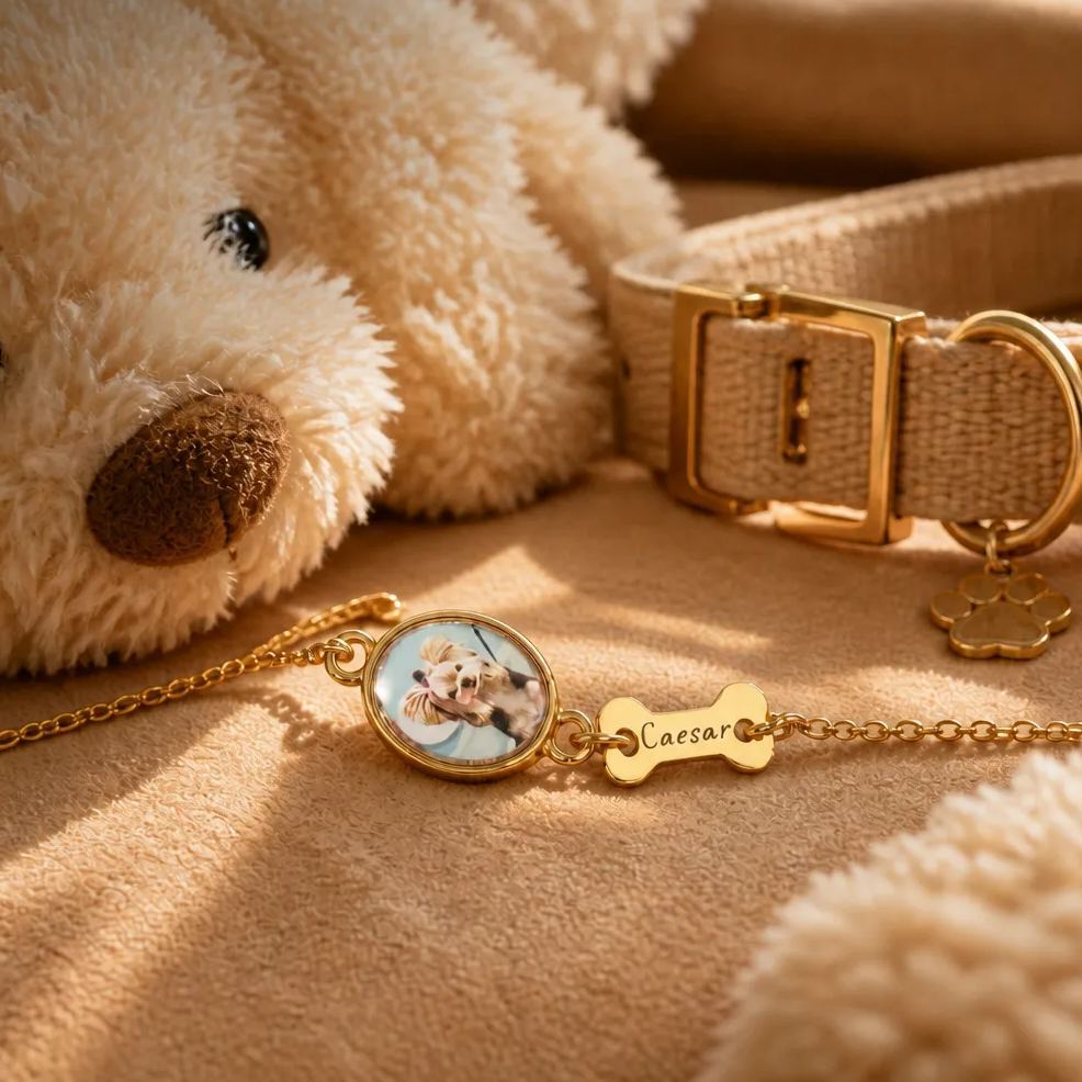 Gepersonaliseerde Huisdier Foto Armband, Aangepaste Naam Graveren & Huisdier Memorial Charme Sieraden, Kat Verlies Cadeau, Herinneren Huisdier - SokkenFoto