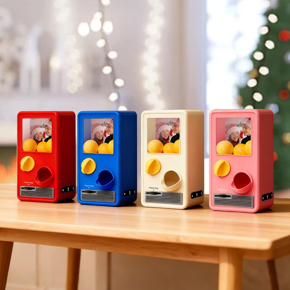 (pre-sale, Verzending Op 25/10) Gepersonaliseerde Muziek- En Fotomuziekgachaponmachine, Aangepaste Liedjesminiplatenbox, Retro Kerstcadeaus Voor Haar - SokkenFoto