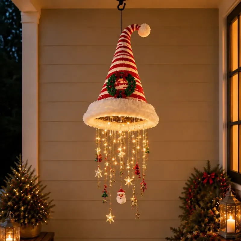 LED-verlichte Heksenhoed Als Hangend Ornament - Gloeiende Halloween-feestdecoratie - SokkenFoto