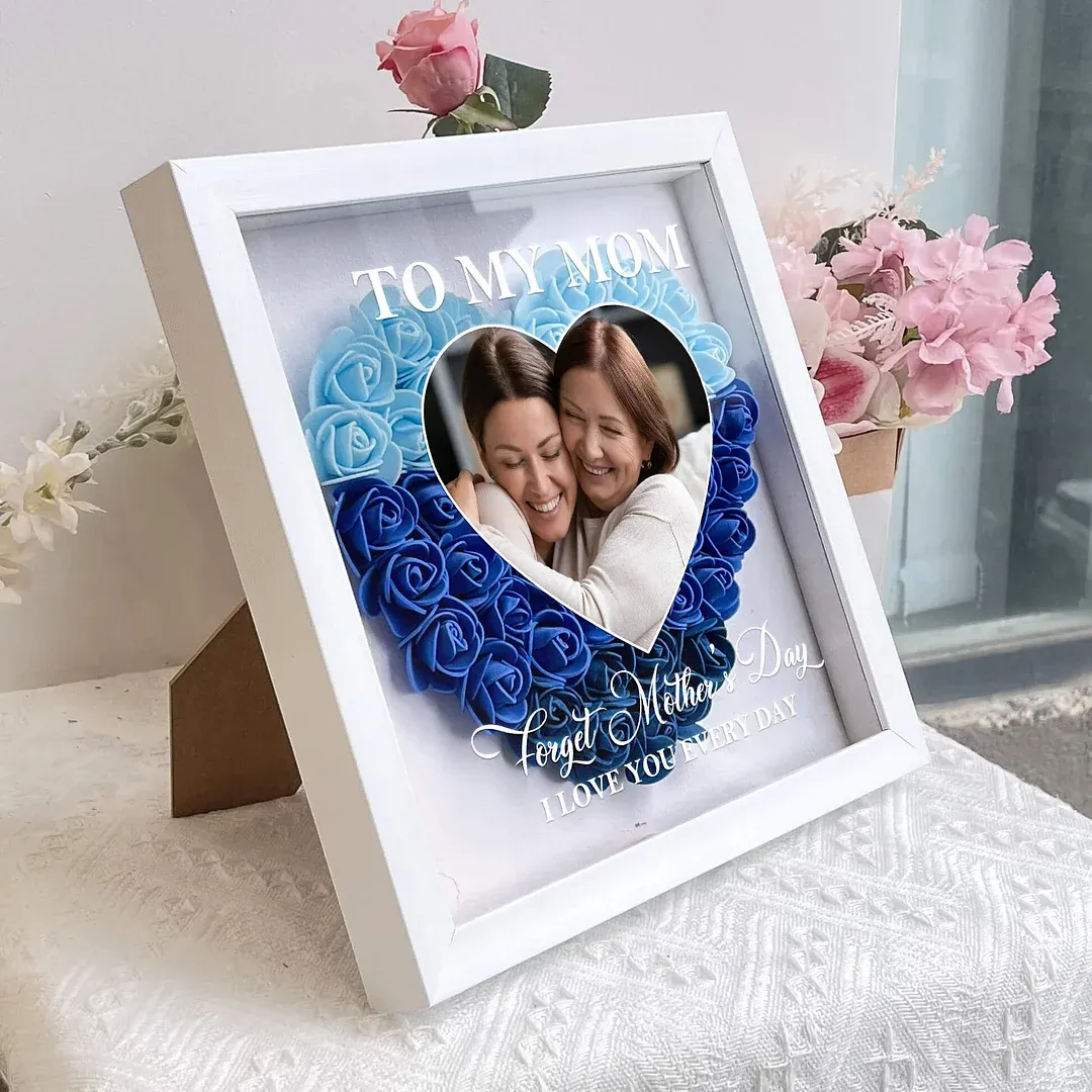 Cadeau Voor Moeders: Ik Hou Elke Dag Van Je - Gepersonaliseerde Bloemenschaduwdoos - SokkenFoto