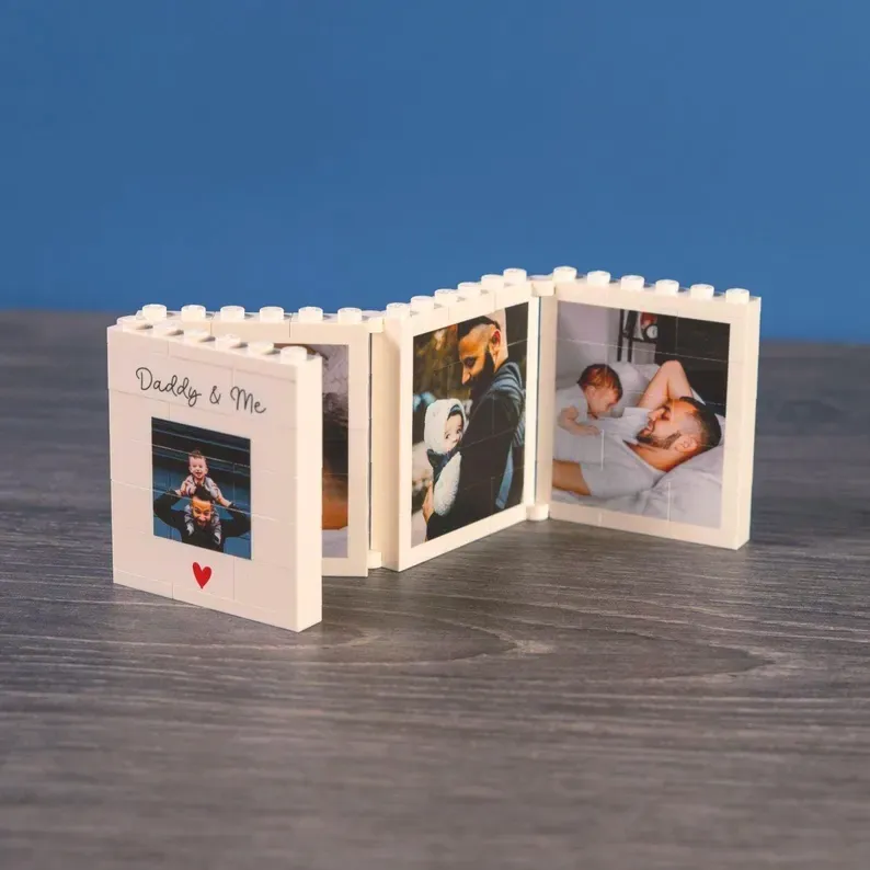 Gepersonaliseerd Uitvouwbaar Fotoblok Met Fotoblok Voor Papa En Mij, Mini-fotoalbum Als Aandenken Voor Papa, Puzzel, Hem, Vader, Vaderdag, Opa