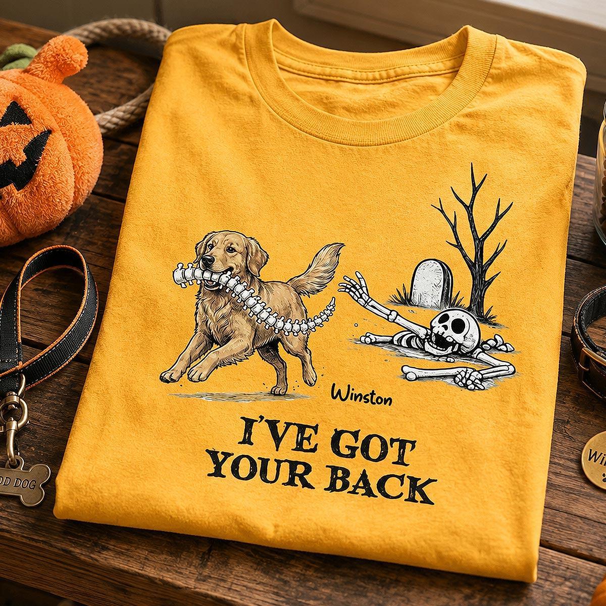 Ik Sta Achter Je - T-shirt Met Gepersonaliseerde Foto Van Een Hond Die Zijn Ruggengraat Steelt - Grappig Halloweenkostuum Voor Hondenliefhebbers - SokkenFoto