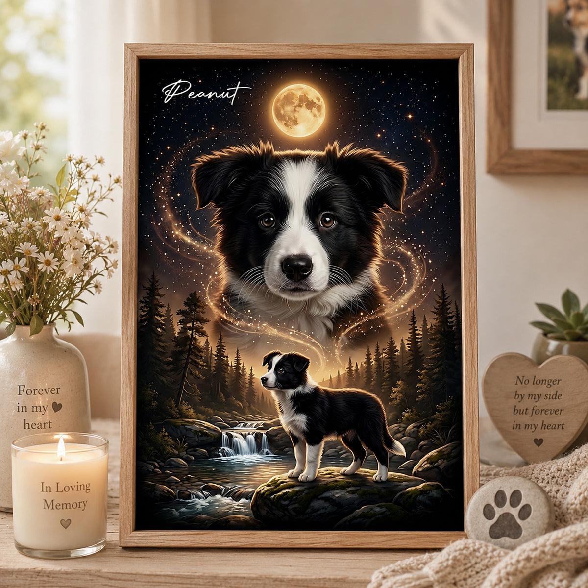 Hond Die Naar De Maan Huilt - Gepersonaliseerde Poster - Cadeau Voor Honden- En Kattenliefhebbers, Herdenkingscadeau Voor Huisdieren
