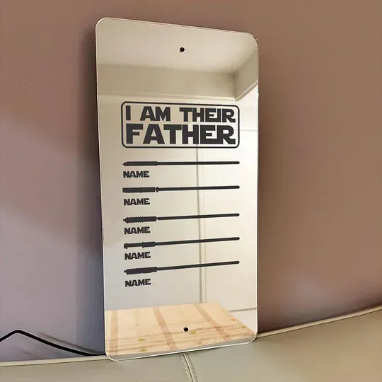 Vaderdag Ik Ben Hun Vader Lichtzwaard Spiegellamp Cadeau Voor Papa - SokkenFoto