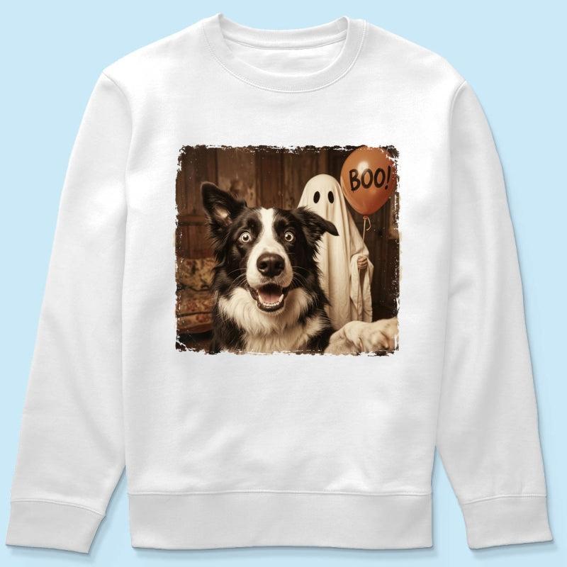 Gepersonaliseerde Halloween-shirt Met Foto Van Hond Of Kat - Trendy Vintage Griezelshirt Voor Huisdierliefhebbers - SokkenFoto