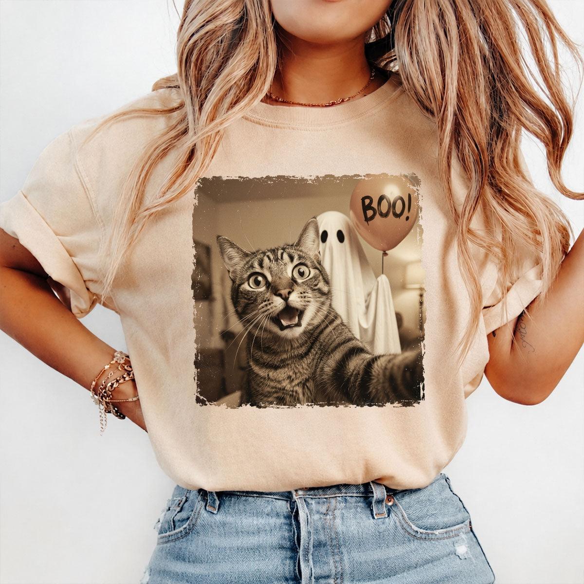 Gepersonaliseerde Halloween-shirt Met Foto Van Hond Of Kat - Trendy Vintage Griezelshirt Voor Huisdierliefhebbers - SokkenFoto