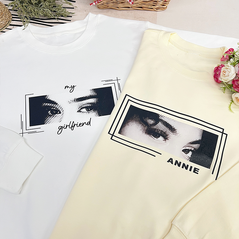 Uniek Aangepast Ogen-t-shirt, T-shirt Met Ogen Van Geliefde, Gepersonaliseerd Ogen-kunstwerk, Uniek Ogen-schetskunstwerk Van Fotocadeau Voor Uw Geliefde - SokkenFoto