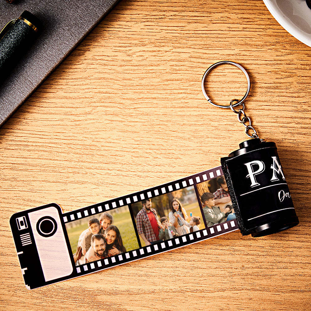 Personalisierter Foto-filmrollen-schlüsselanhänger, Gravierbarer Muschel-kamera-schlüsselanhänger, Vatertagsgeschenk - MyCameraRollKeychainde