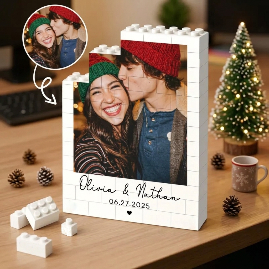 Custom Photo Brick Puzzle Frame - Personalized Christmas Gift for Couples & Family