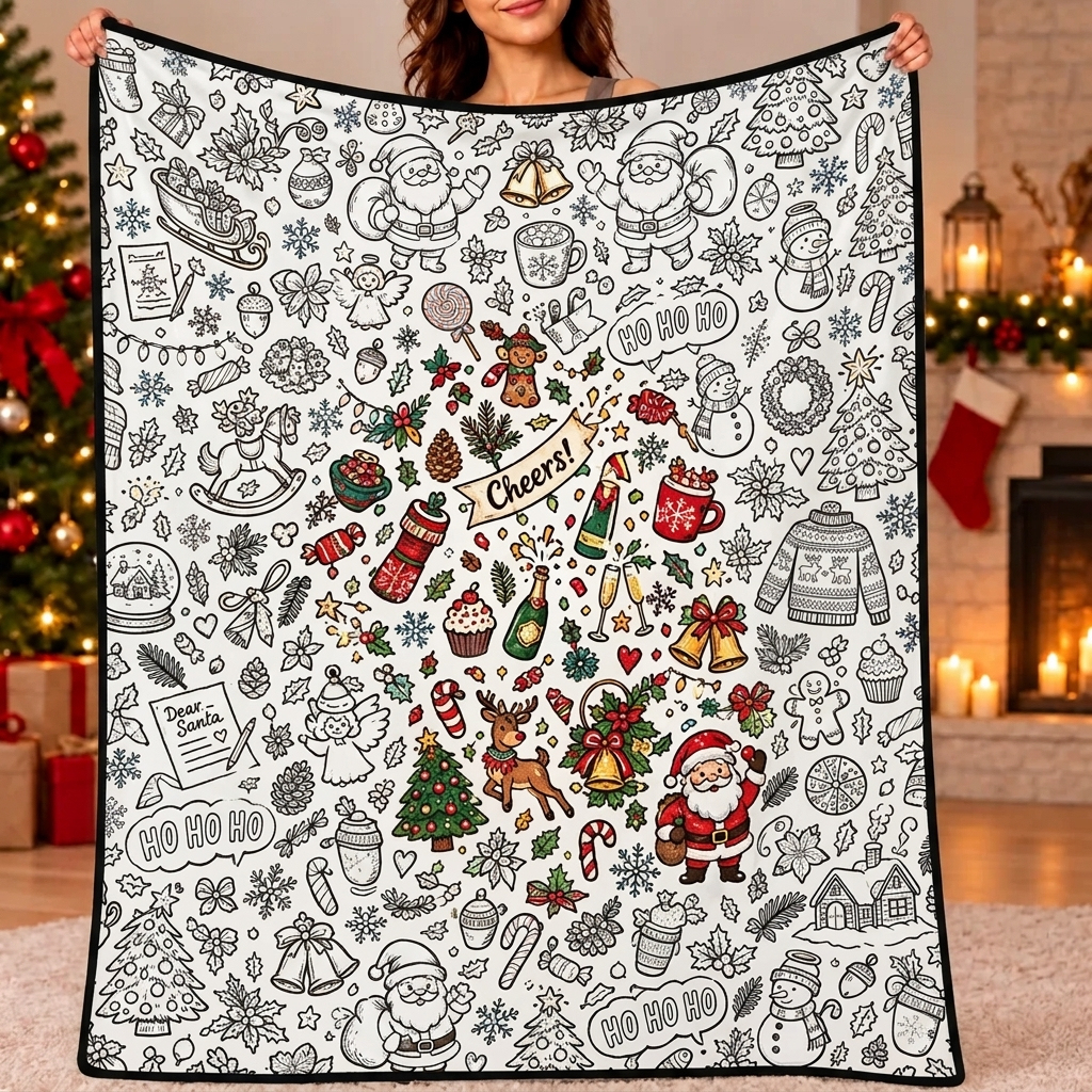DIY Drawing Blanket (Optional 24-Color Marker Set) Create Your Art Blanket Washable Keepsake Blanket for Kids & Adults