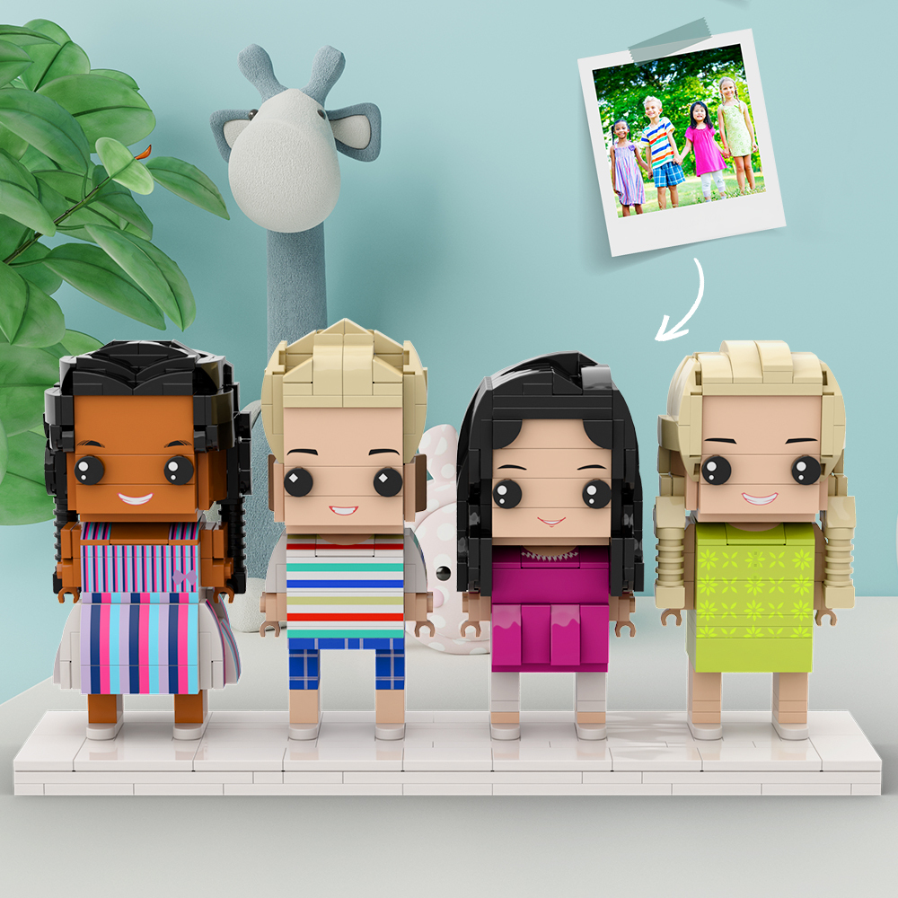 Creative Toy Gift For Kids Custom Brick Figures Full Body Customizable 4 People - Get Photo Blanket