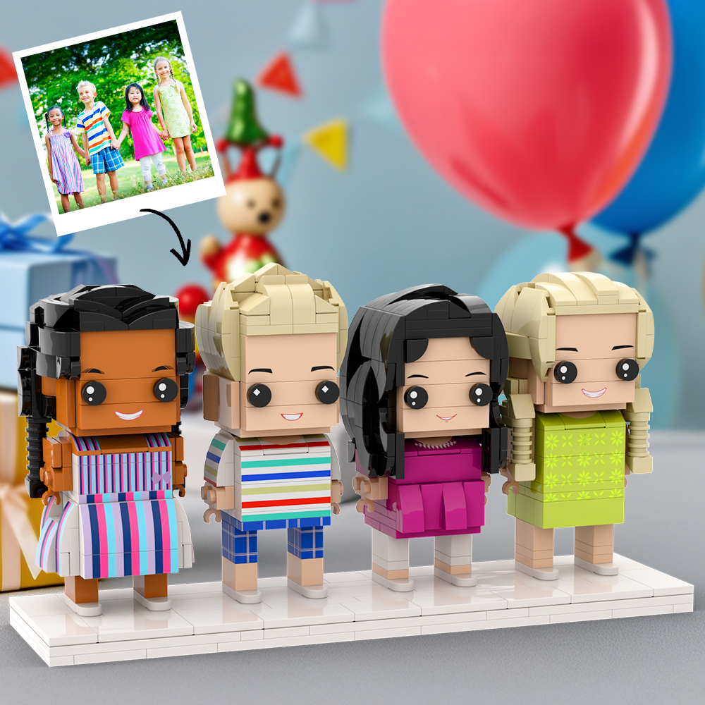 Creative Toy Gift For Kids Custom Brick Figures Full Body Customizable 4 People - Get Photo Blanket