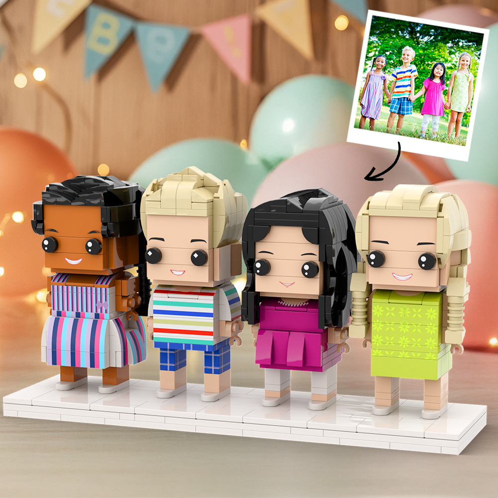 Creative Toy Gift For Kids Custom Brick Figures Full Body Customizable 4 People - Get Photo Blanket
