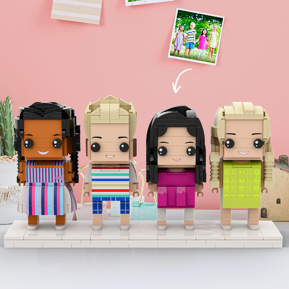Creative Toy Gift For Kids Custom Brick Figures Full Body Customizable 4 People - Get Photo Blanket