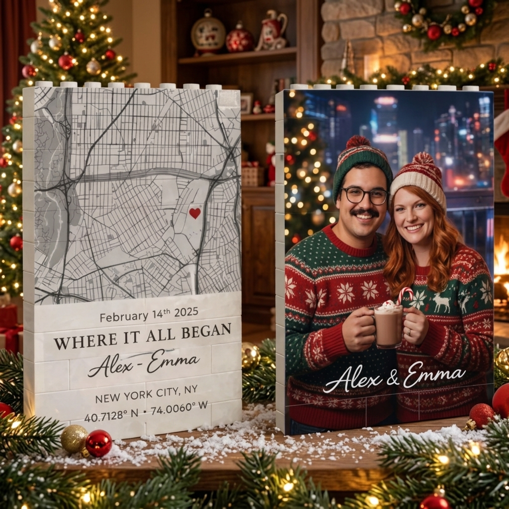 Custom Photo Brick Puzzle Frame - Personalized Christmas Gift for Couples & Family