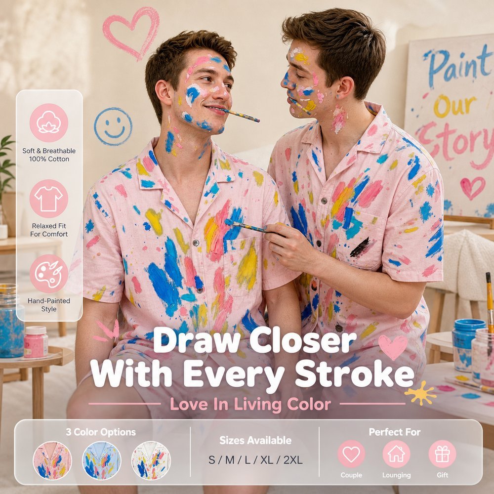 DIY Color Doodling Pajama Shirts for Couples | Matching PJ Shirts for Men, Color Your Own Boyfriend Pajamas - Get Photo Blanket