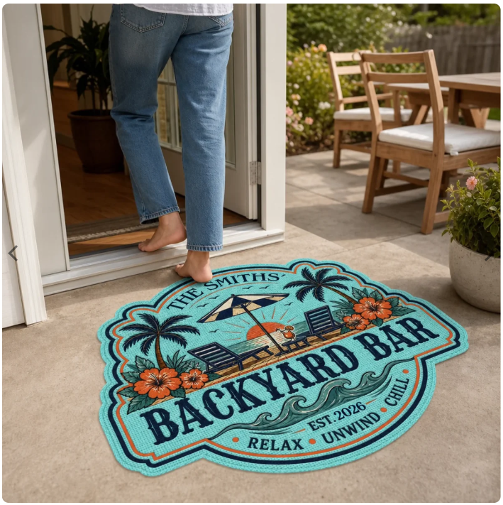 Custom Poolside Shaped Doormat ,Personalized Summer Vacation And Travel Gifts ,Making Summer Memories