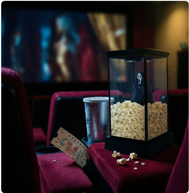 Peeking Ghostface Popcorn Bucket - Spooky Halloween Party Decor & Snack Holder