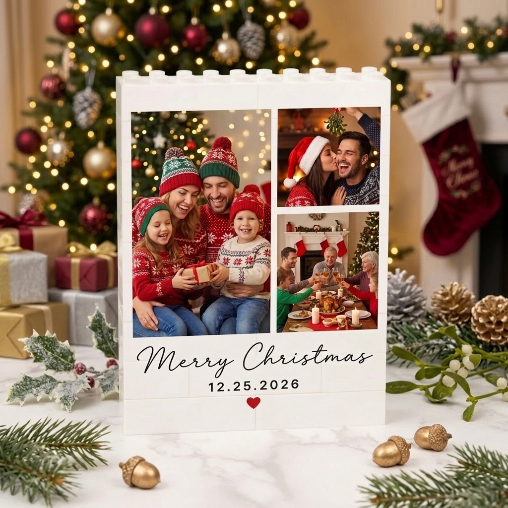 Custom Photo Brick Puzzle Frame - Personalized Christmas Gift for Couples & Family
