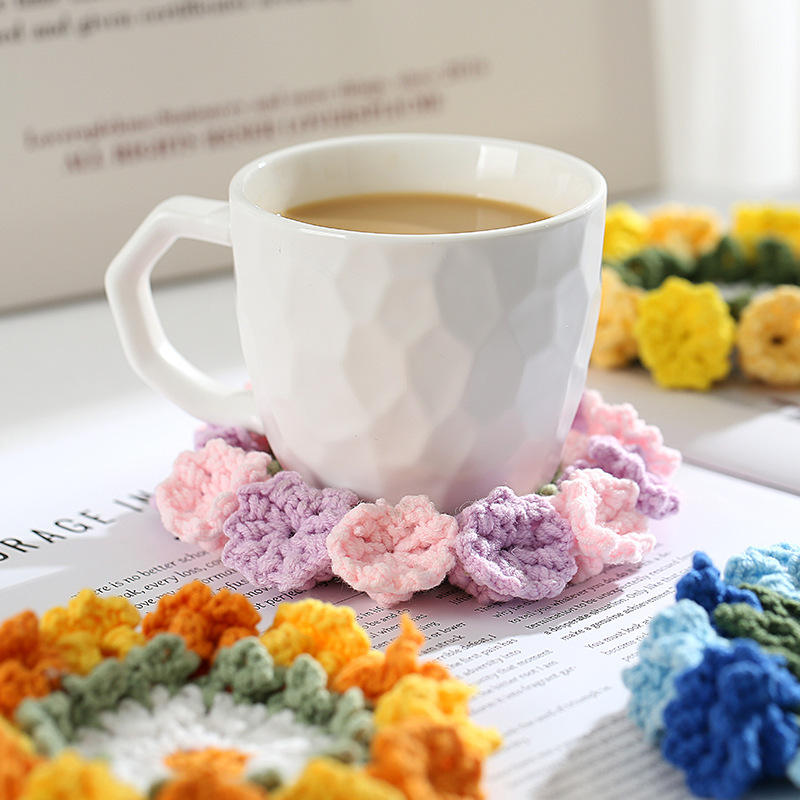 Handmade Crochet Lily of the Valley Coaster Set with Transformable Floral Design Eco-Friendly Home Decor Unique Gift for Mom