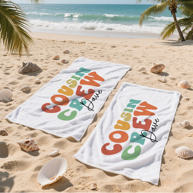 Personalized Name Cousin Beach Towel  Perfect for Family Outings/Must-have at the beach/Summer holiday gift