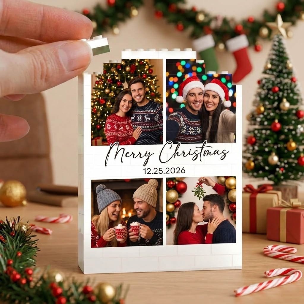Custom Photo Brick Puzzle Frame - Personalized Christmas Gift for Couples & Family