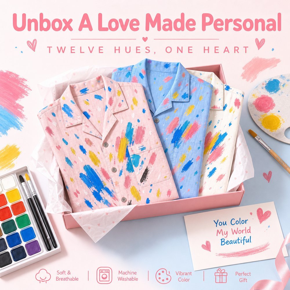 DIY Color Doodling Pajama Shirts for Couples | Matching PJ Shirts for Men, Color Your Own Boyfriend Pajamas - Get Photo Blanket