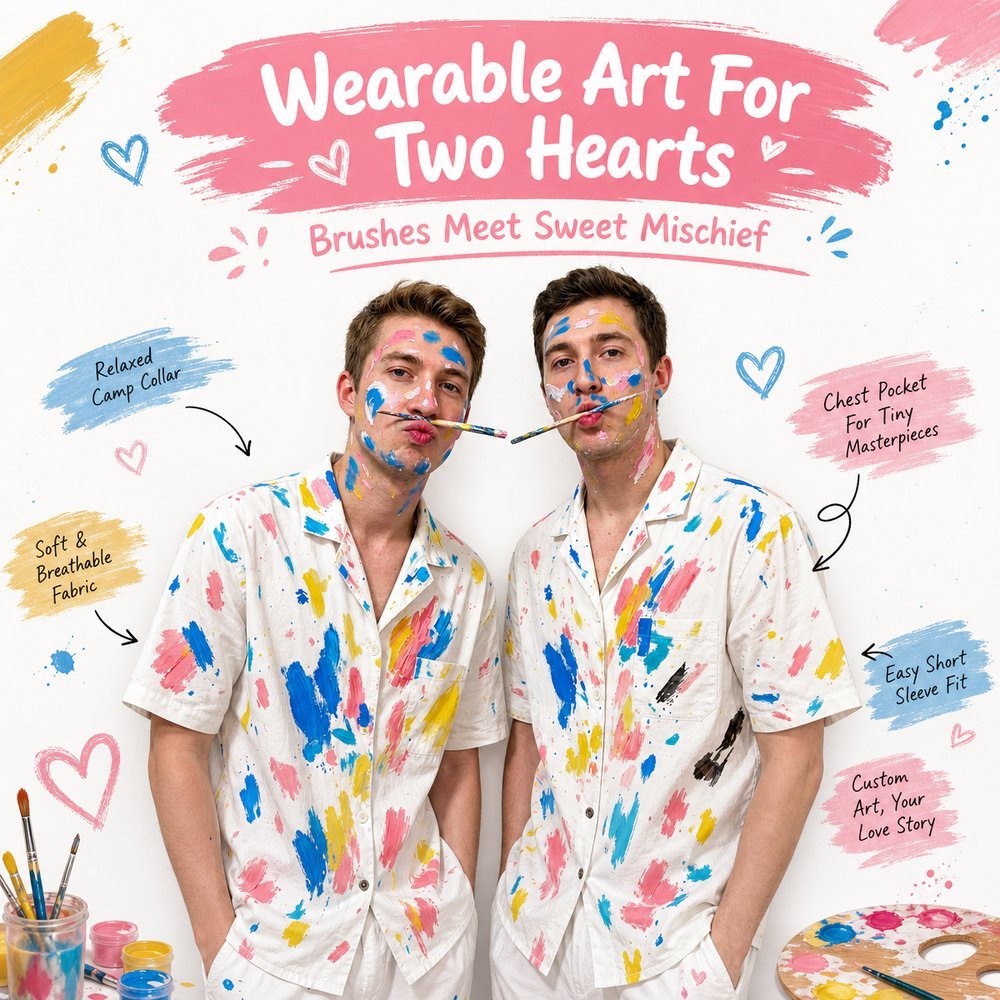 DIY Color Doodling Pajama Shirts for Couples | Matching PJ Shirts for Men, Color Your Own Boyfriend Pajamas - Get Photo Blanket
