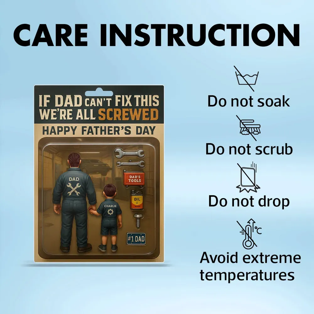 If Dad Can't Fix This We're All Screwed Mechanic Handy Man - Custom Figure Personalized Acrylic Block Plaque, Father's Day Gift for Dad or Husband - Get Photo Blanket