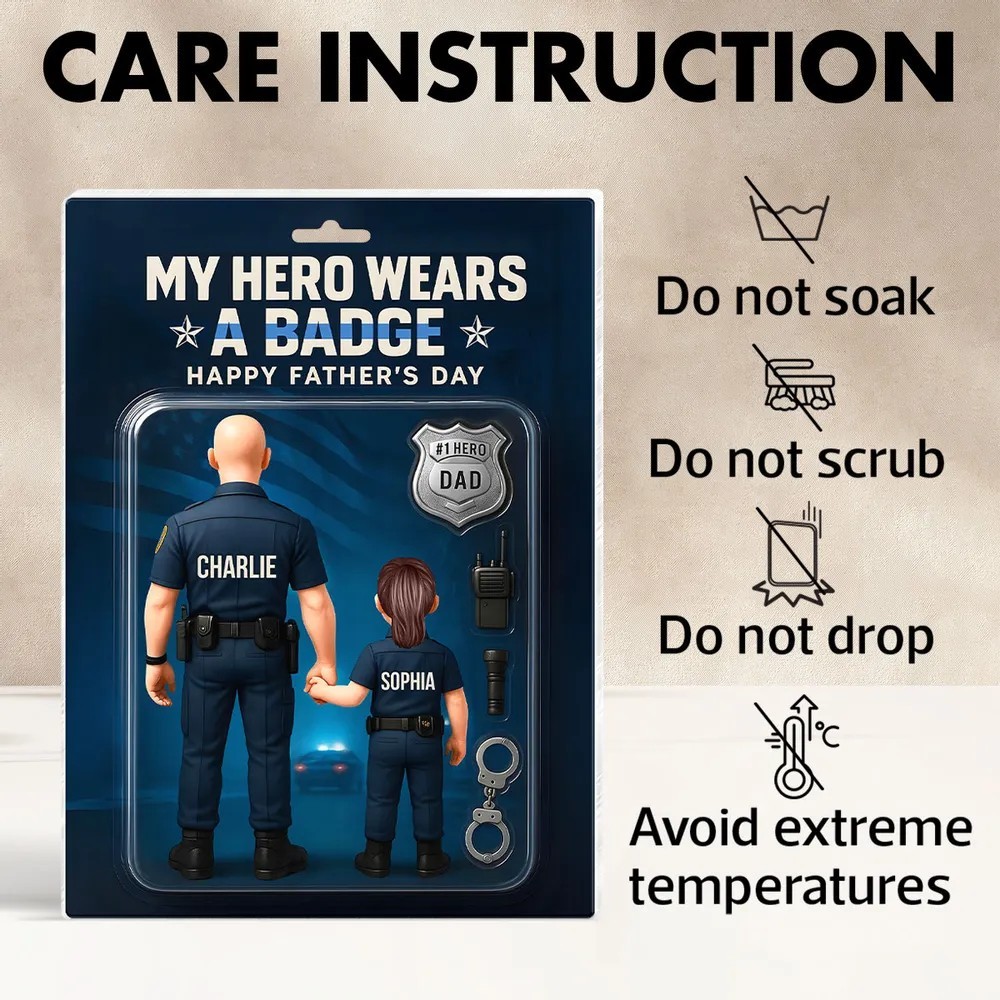 My Hero Wears a Badge - Police Dad Custom Figure Personalized Acrylic Block Plaque, Father's Day Gift for Dad or Husband - Get Photo Blanket