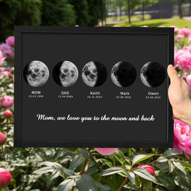 Mother's Day gifts Personalized Moon Phase Wood Sign Family Moon Phase Wood Frame