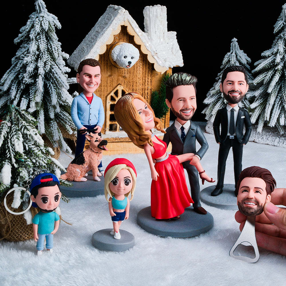 Featured Customization Photo Keychain/Refrigerator Magnet/Bottle Opener/Bobblehead Gift For Him - Get Photo Blanket