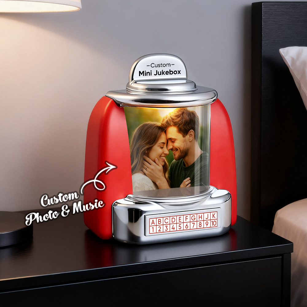 (Pre-Sale, Ships on 20/10)Custom Jukebox Retro Speaker – Personalized Photo Music Mini Player with Radio | Vintage Tabletop Home Decor Nostalgic Gift - Get Photo Blanket